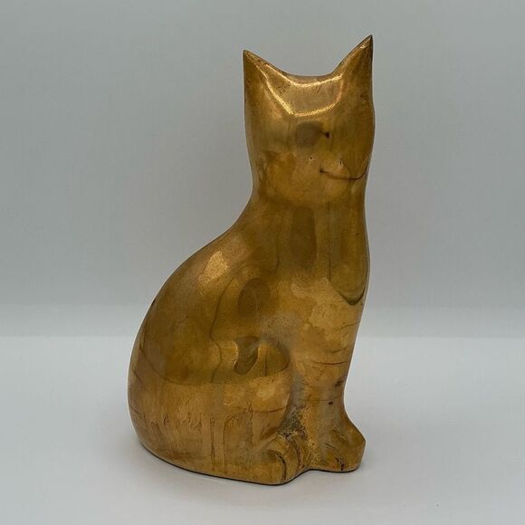 Vintage rare brass Cat Figurine, heavy, made in Korea - Picture 3 of 5